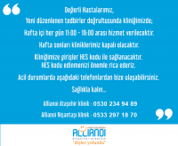 Çalışma saatlerimizde değişiklik